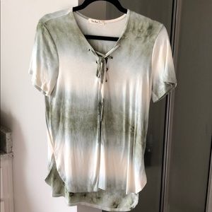 Tie Dye Green Lace-Up Top!